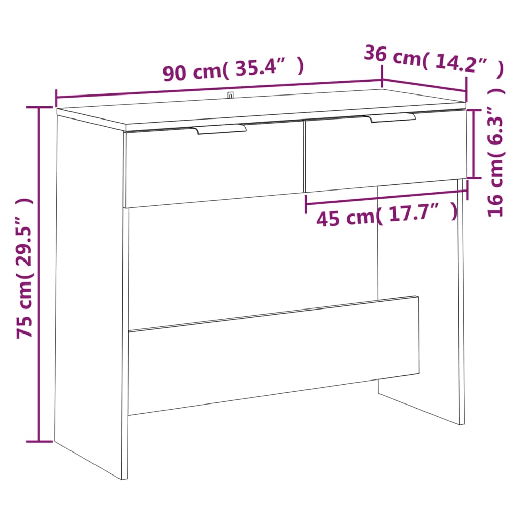 Konzolni stol 90x36x75 cm konstruirano drvo crna - number 9.