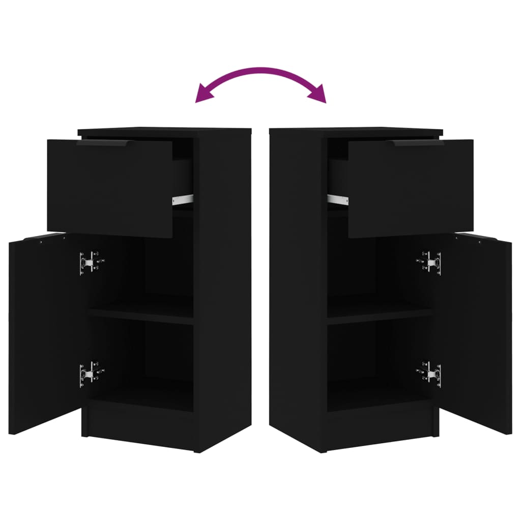 Skænke 2 stk. 30x30x70 cm konstrueret træ sort - number 10.