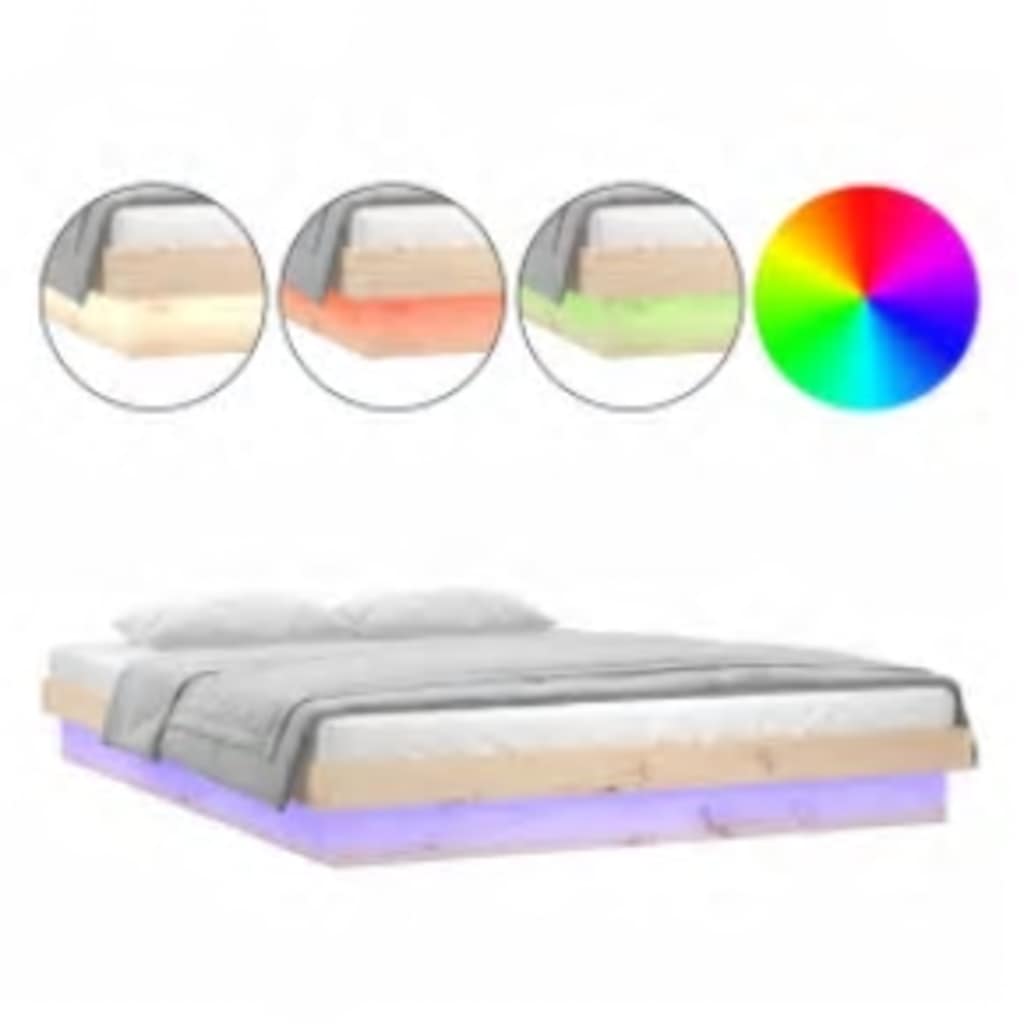 Rám postele s led světlým masivním dřevem - přírodní barva, 140 x 200 cm - number 2.