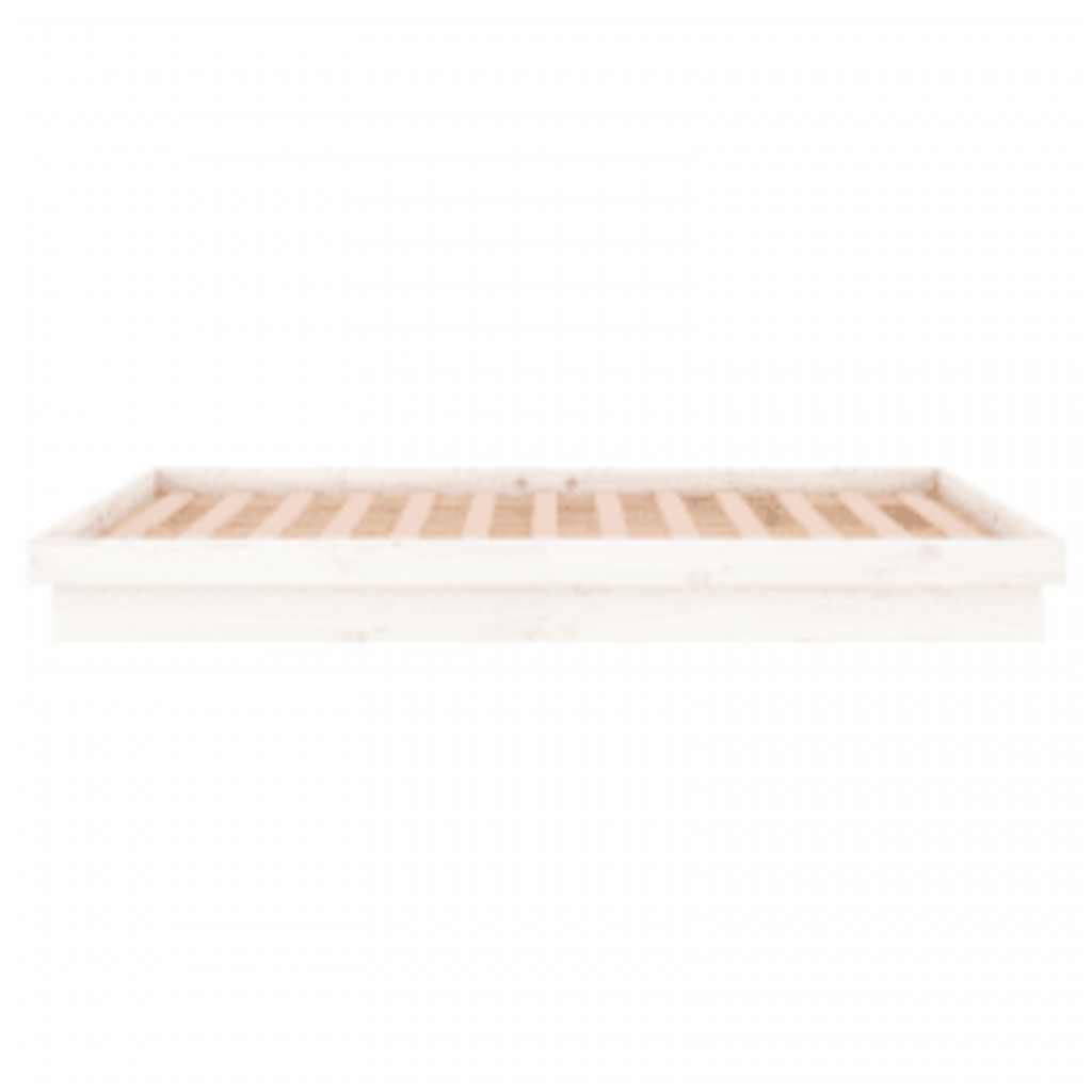 Cadre de lit avec éclairage led en bois massif - blanc, 140 x 200 cm - number 8.