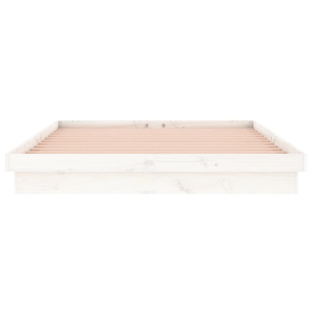 Bed frame with led light king size solid wood - white, 150 x 200 cm - number 7.