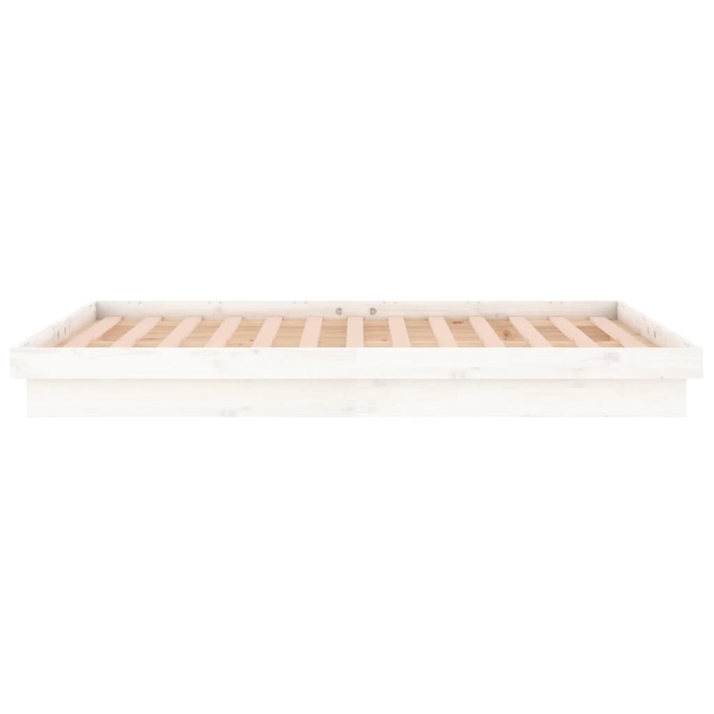 Bed frame with led light king size solid wood - white, 150 x 200 cm - number 8.
