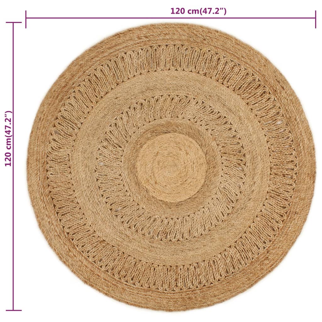 Carpet hand-woven jute round - 120 cm - number 6.