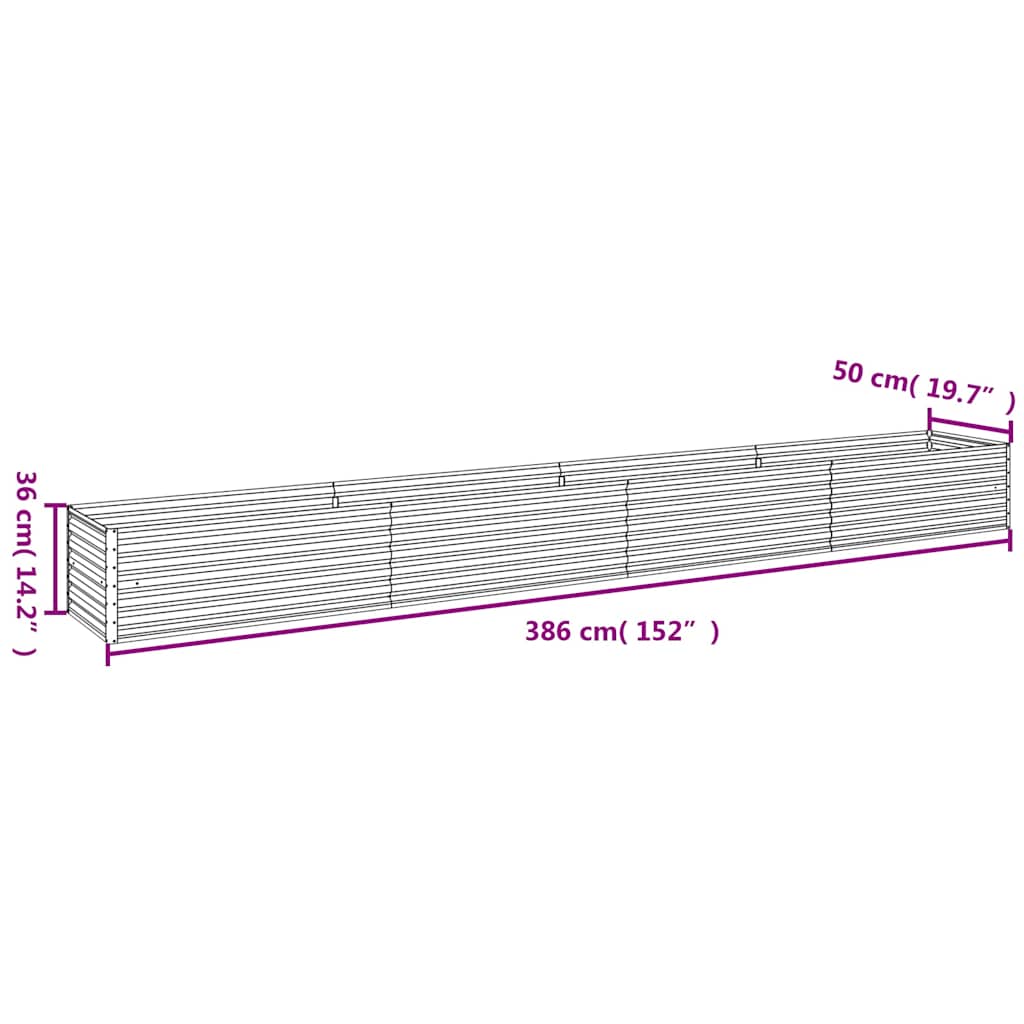 High bed corten steel - 386 x 50 x 36 cm, 1 - number 7.