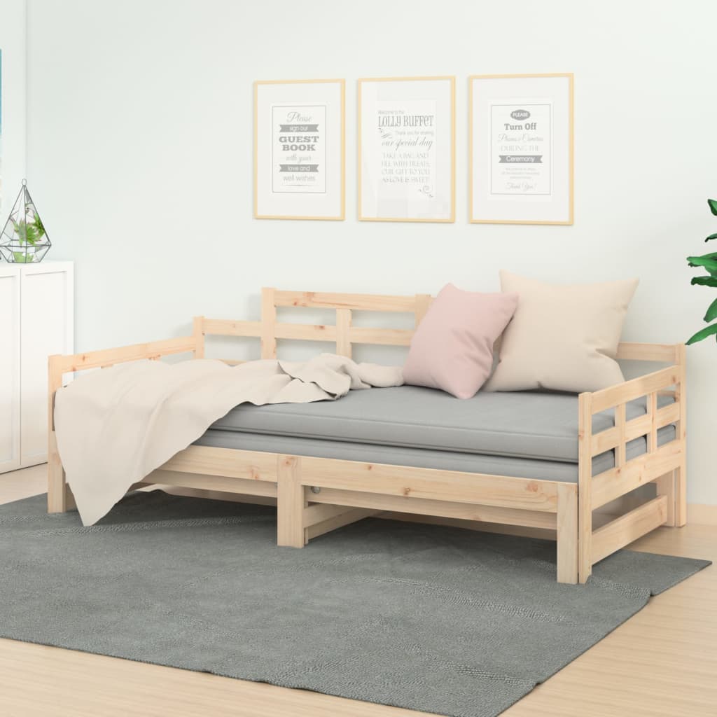 Daybed med udtræk 2x(90x190) cm massivt fyrretræ - number 1.