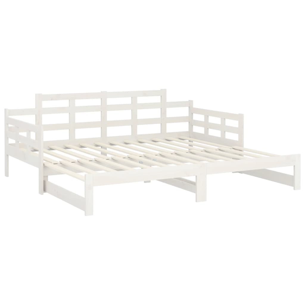 Daybed med udtræk 2x(90x200) cm massivt fyrretræ - hvid, 90 x 200 cm - number 9.