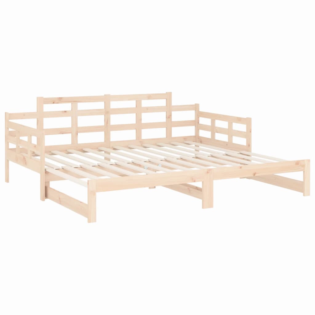 Daybed med udtræk 2x(80x200) cm massivt fyrretræ - naturfarvet, 80 x 200 cm - number 9.