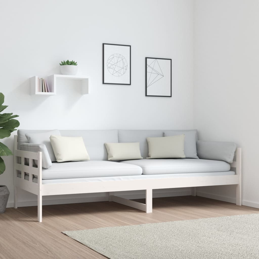 Daybed massivt fyrretræ - hvid, 80 x 200 cm - number 4.