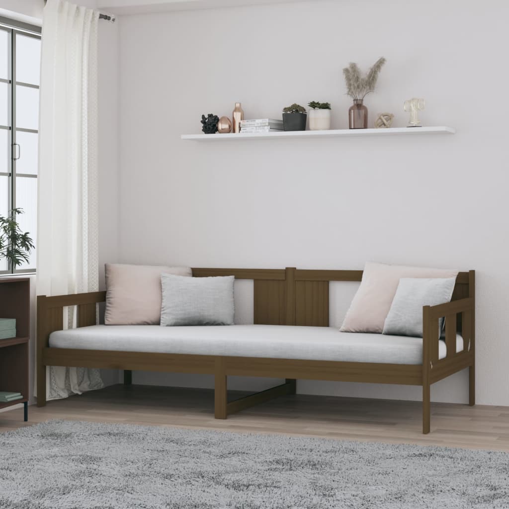 Daybed massivt fyrretræ gyldenbrun - honningfarvet, 90 x 200 cm - number 1.
