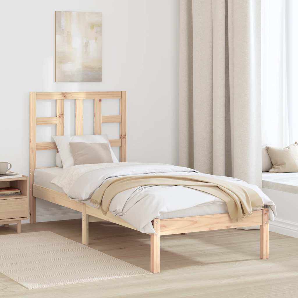 Bed frame solid wood - natural colored, 75 x 190 cm - number 1.