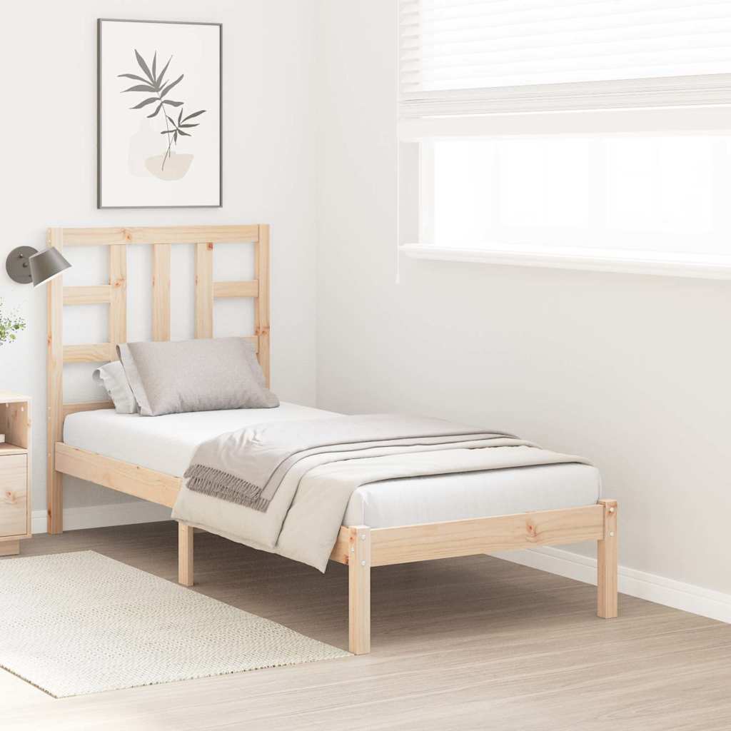 Bed frame solid wood - natural colored, 75 x 190 cm - number 3.