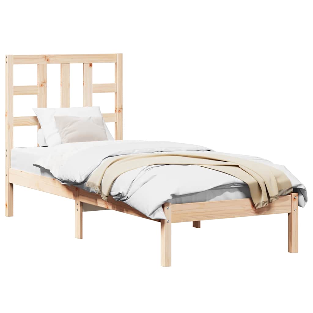 Bed frame solid wood - natural colored, 75 x 190 cm - number 4.