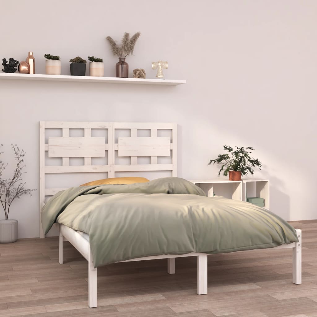 Bed frame solid wood - white, 140 x 190 cm - number 1.