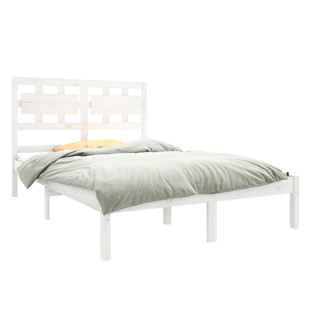 Bed frame solid wood - white, 140 x 190 cm - number 3.