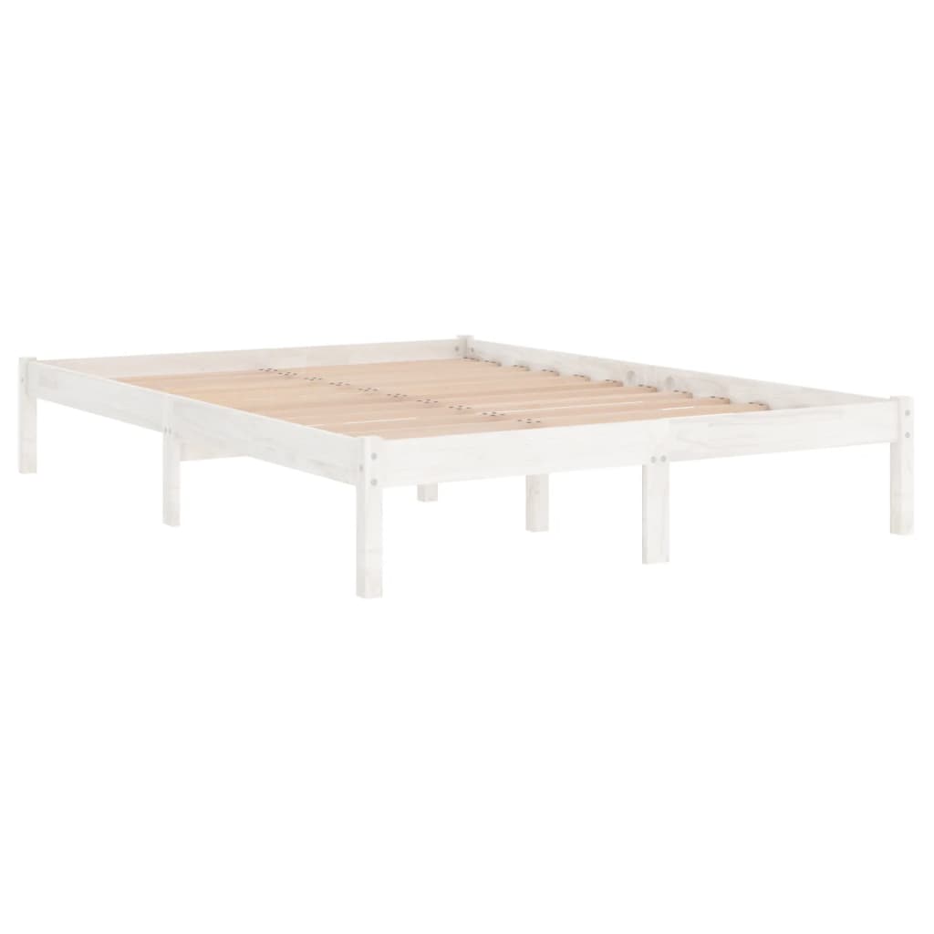 Bed frame solid wood - white, 140 x 190 cm - number 5.