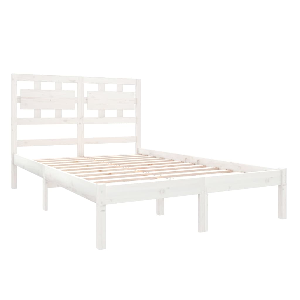 Bed frame solid wood - white, 140 x 190 cm - number 4.