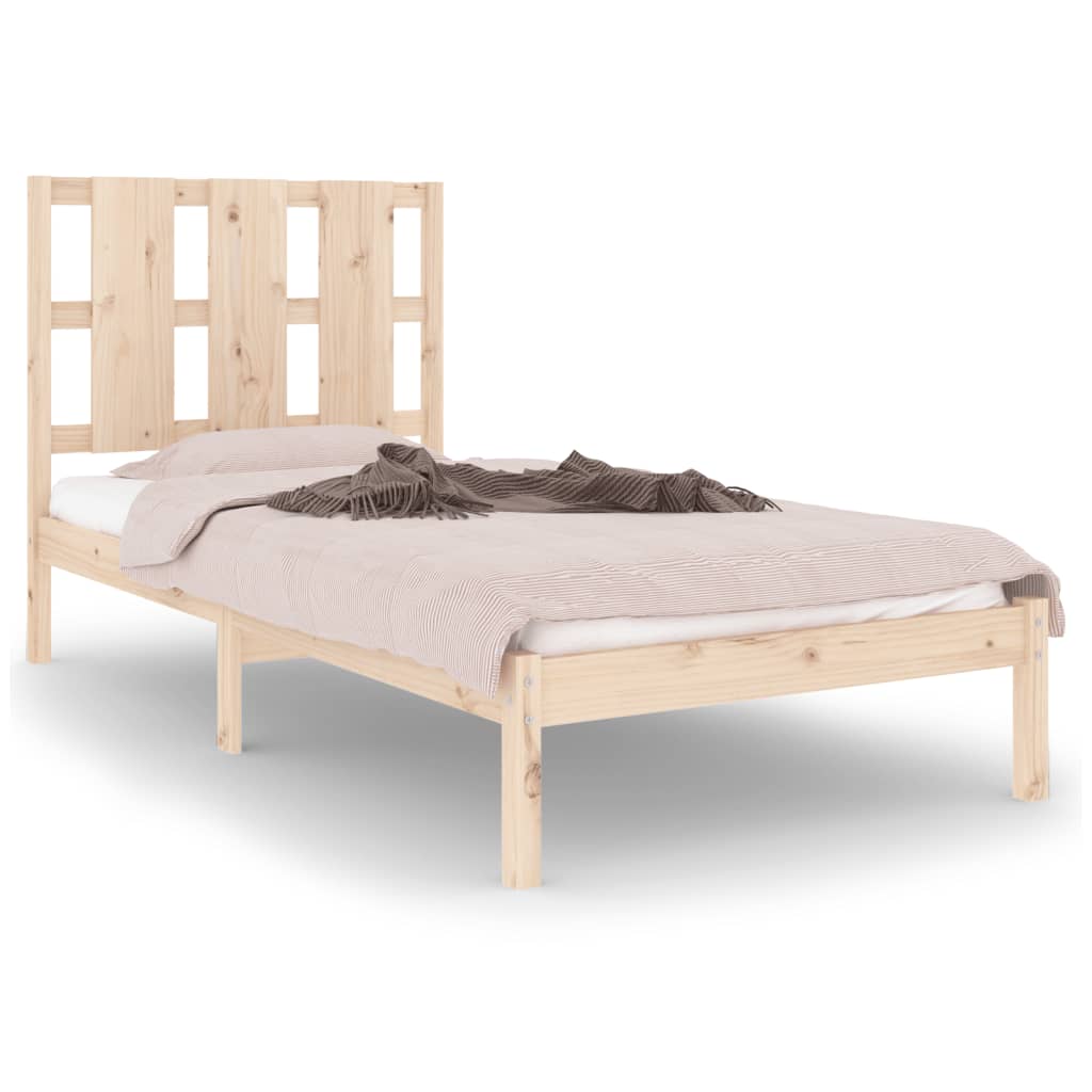 Bed frame without mattress solid pine - natural colour, 90 x 200 cm - number 2.