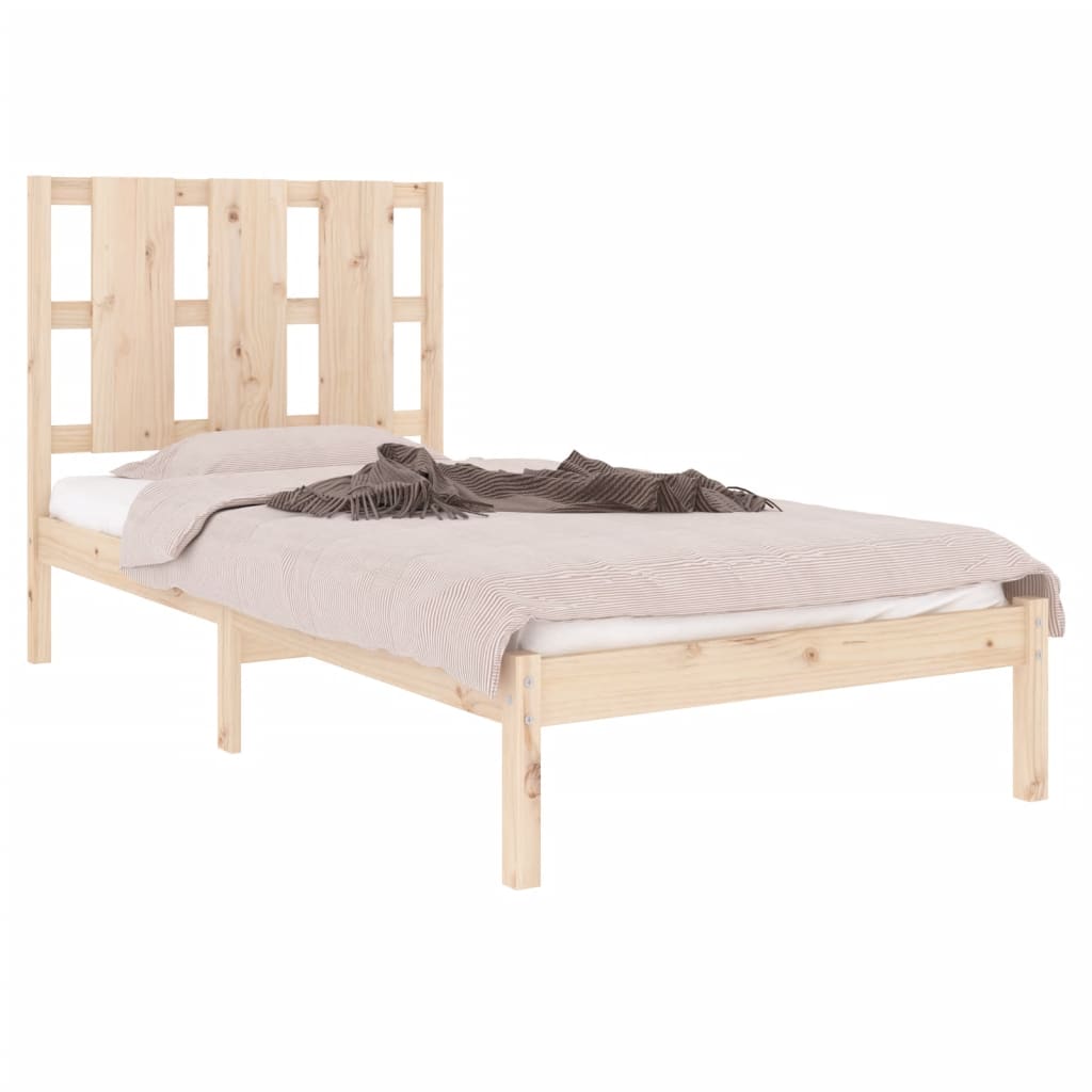 Bed frame without mattress solid pine - natural colour, 90 x 200 cm - number 3.