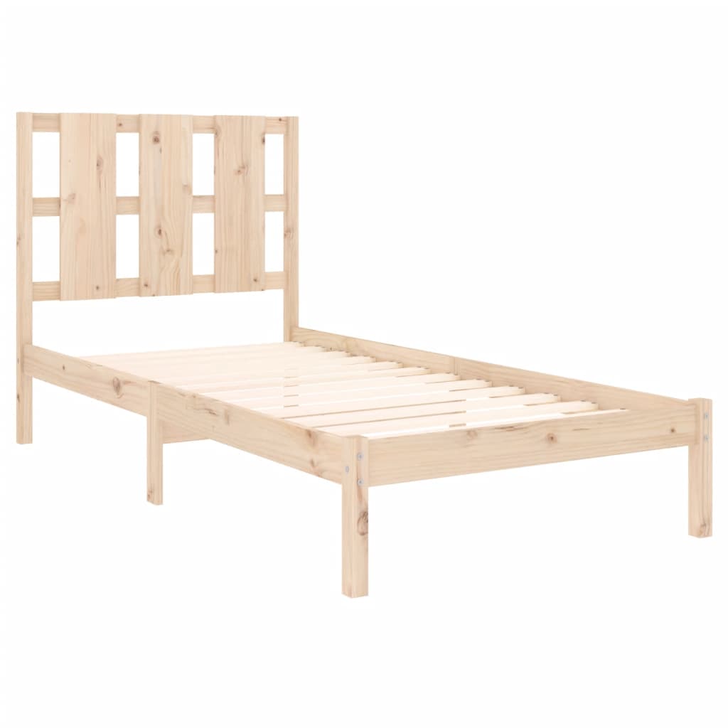 Bed frame without mattress solid pine - natural colour, 90 x 200 cm - number 4.