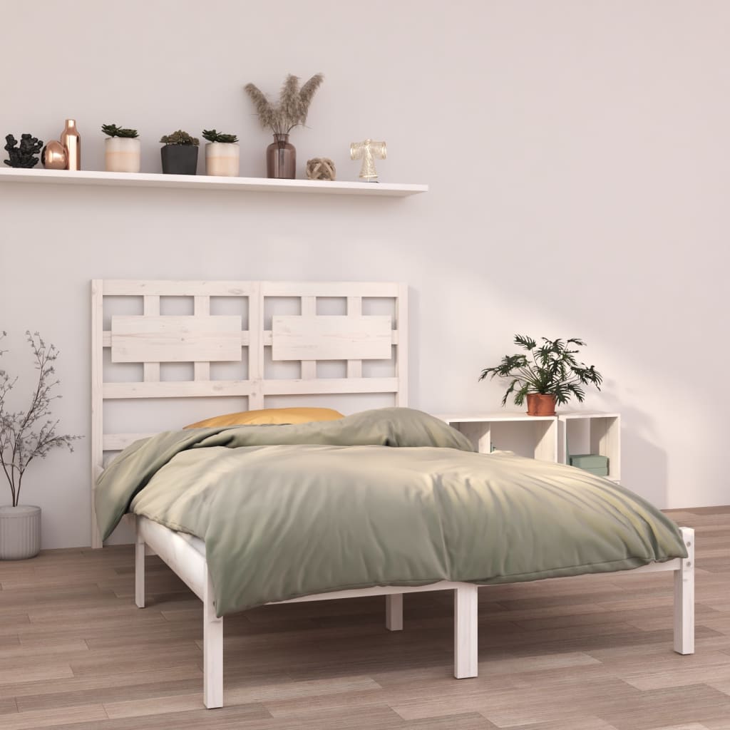 Cadre de lit petit double en bois massif - blanc, 120 x 190 cm - number 1.