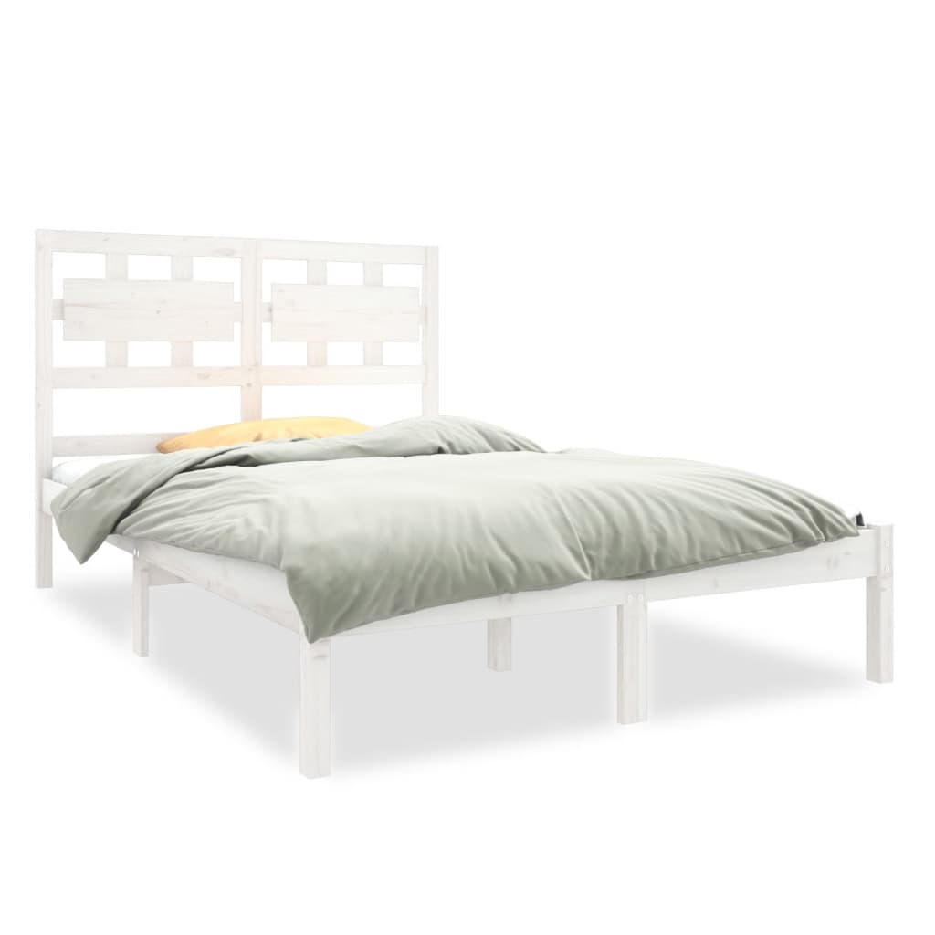 Cadre de lit petit double en bois massif - blanc, 120 x 190 cm - number 2.