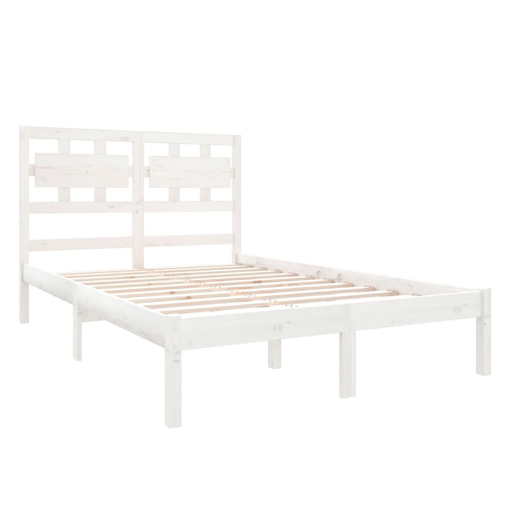 Cadre de lit petit double en bois massif - blanc, 120 x 190 cm - number 4.