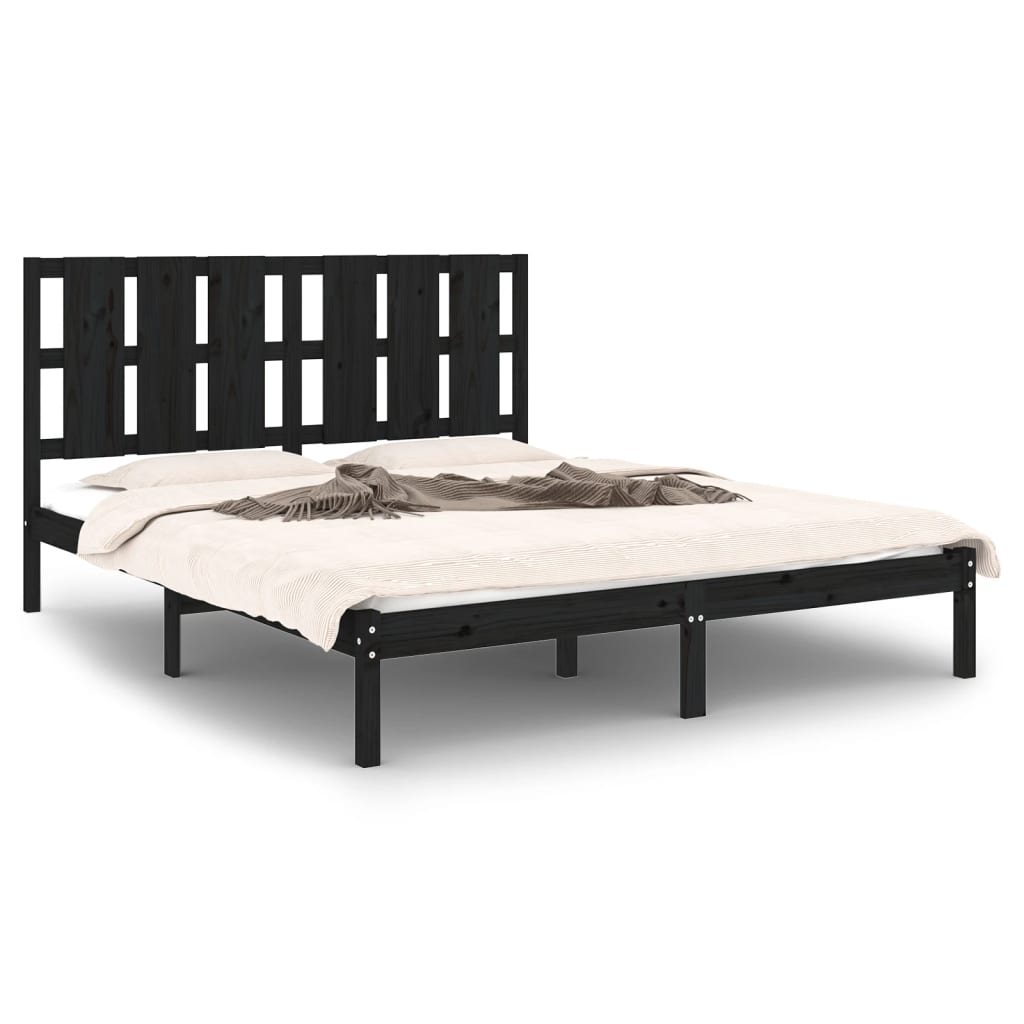 Bed frame king size solid wood - black, 150 x 200 cm - number 2.