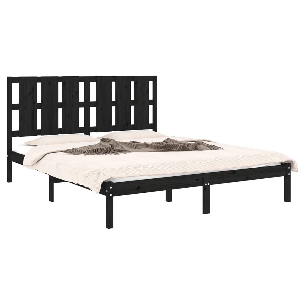 Bed frame king size solid wood - black, 150 x 200 cm - number 3.