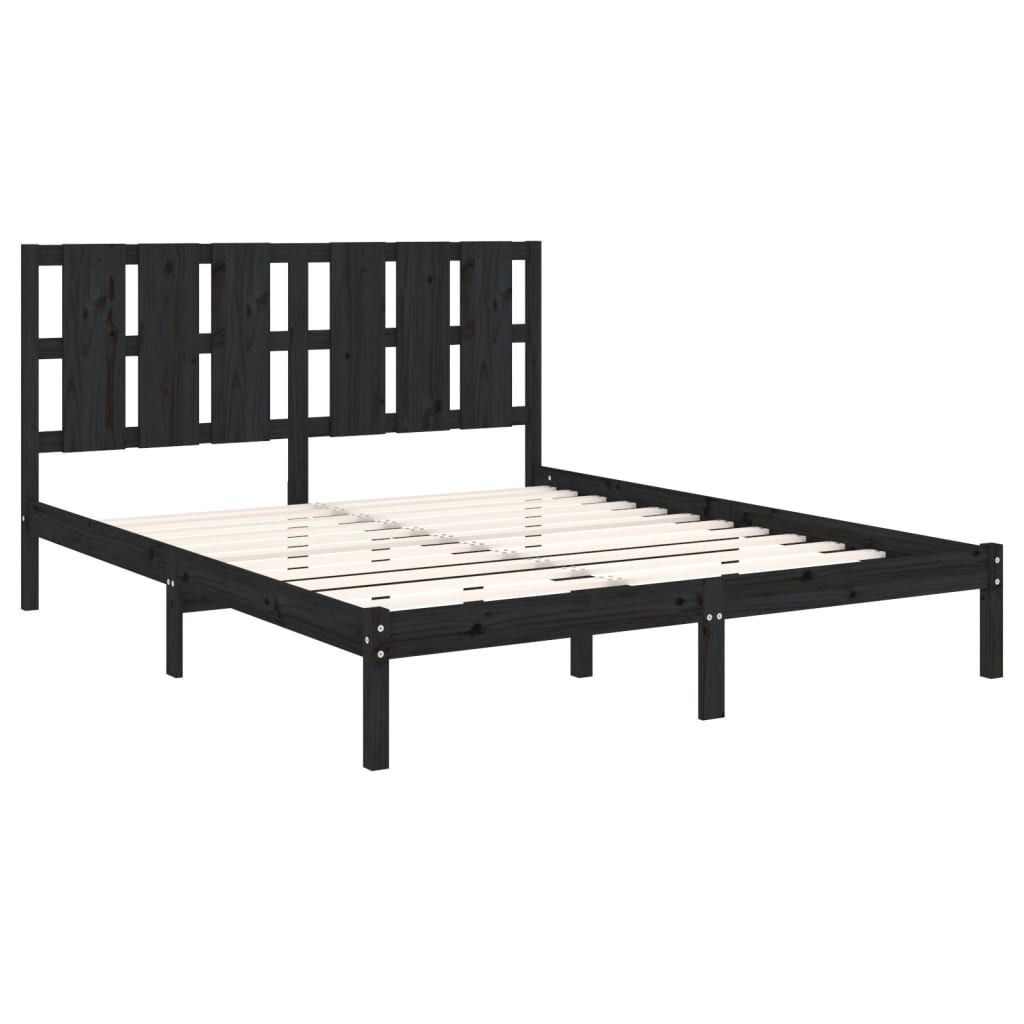 Bed frame king size solid wood - black, 150 x 200 cm - number 4.