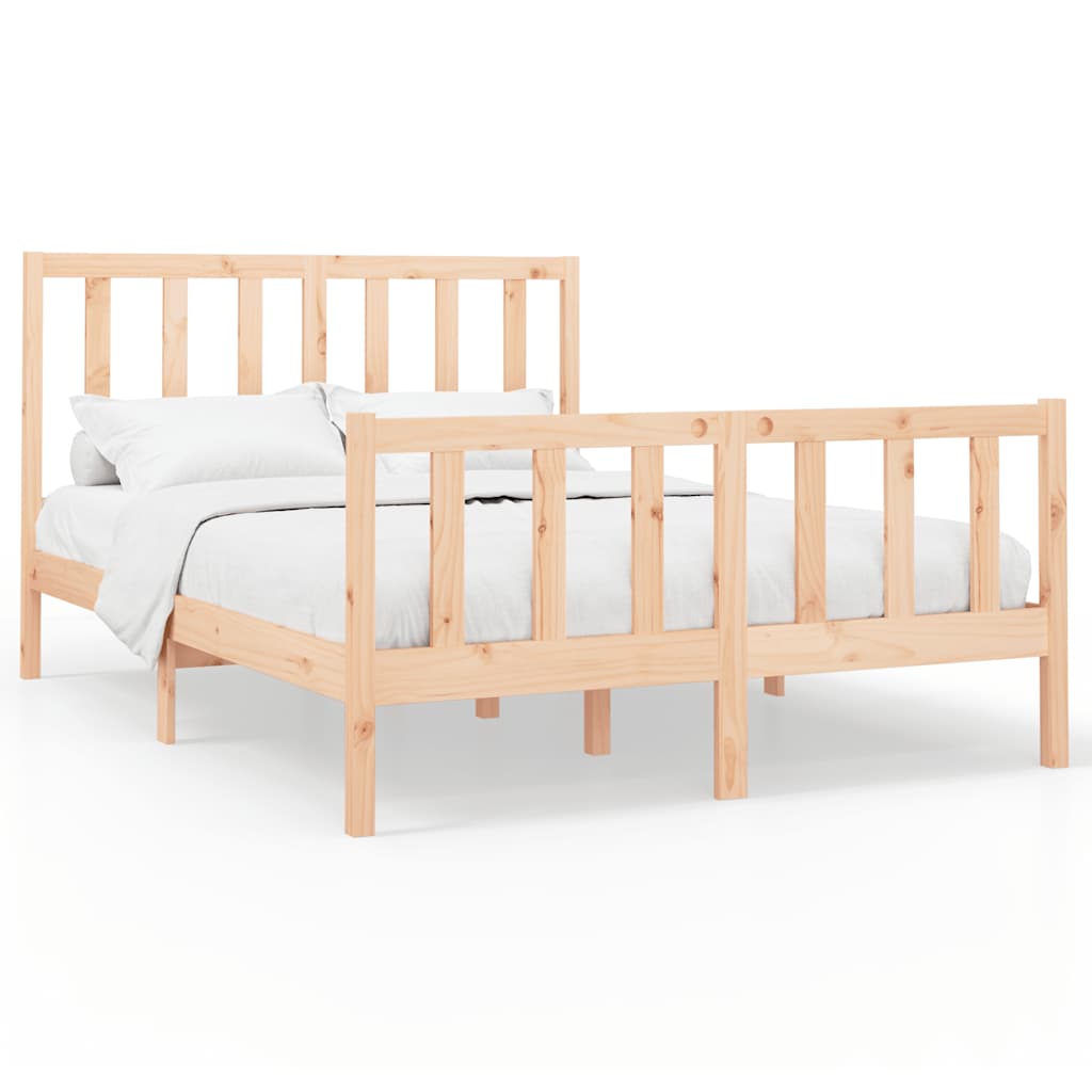 Bed frame without mattress solid pine wood - natural color, 140 x 200 cm - number 2.