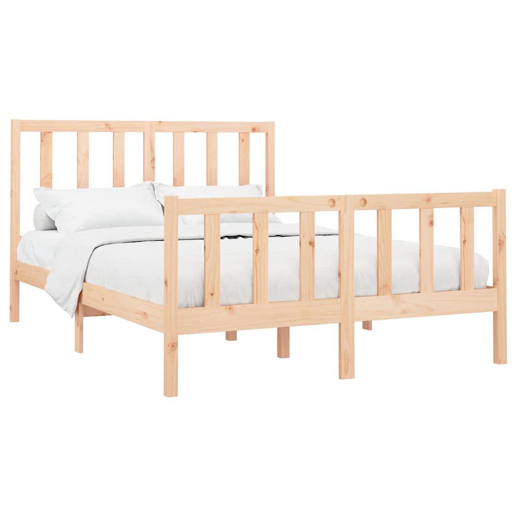 Bed frame without mattress solid pine wood - natural color, 140 x 200 cm - number 3.