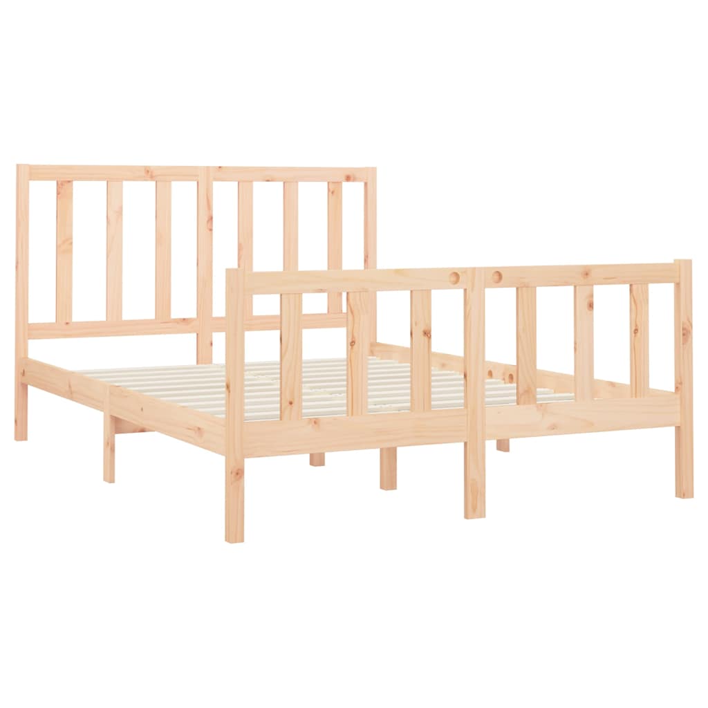 Bed frame without mattress solid pine wood - natural color, 140 x 200 cm - number 4.