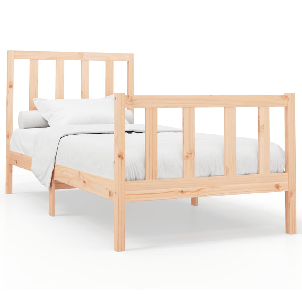 Bed frame without mattress solid pine - natural colored, 90 x 200 cm - number 2.