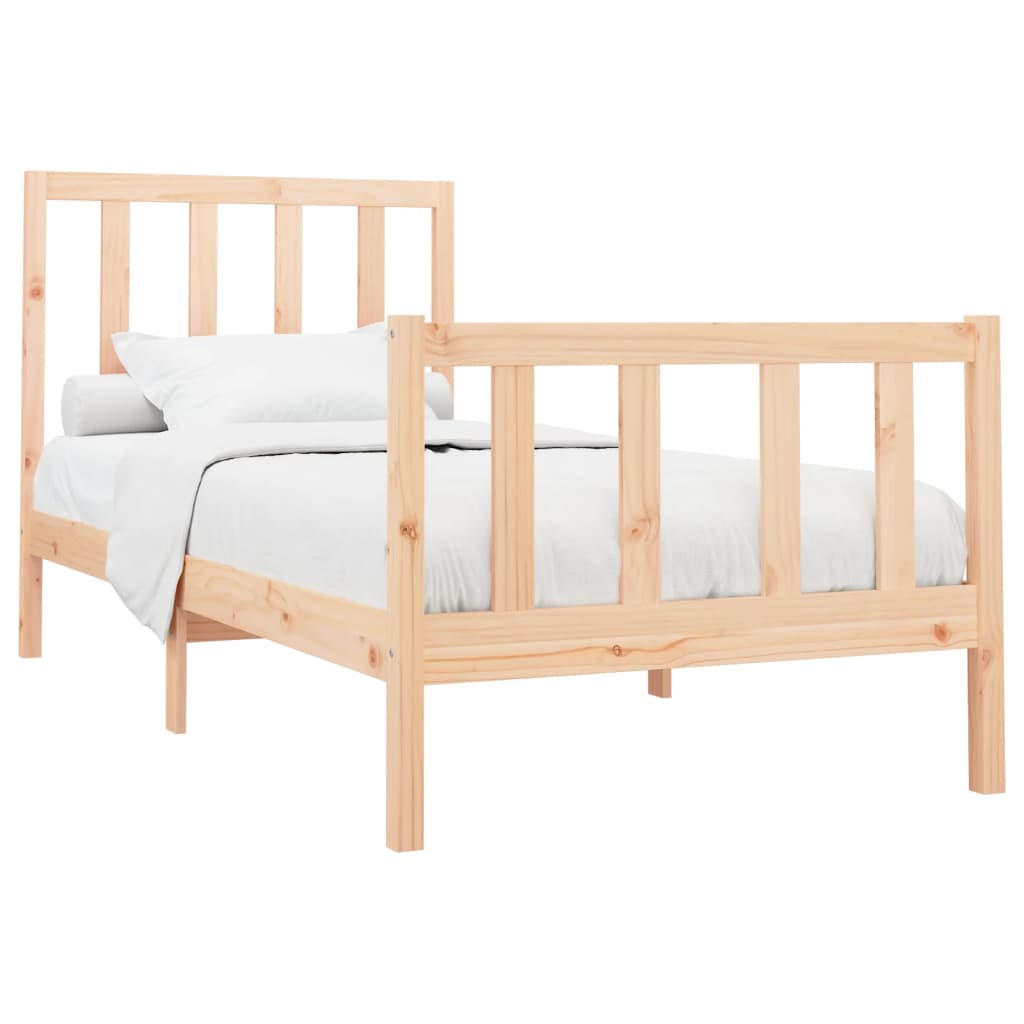 Bed frame without mattress solid pine - natural colored, 90 x 200 cm - number 3.
