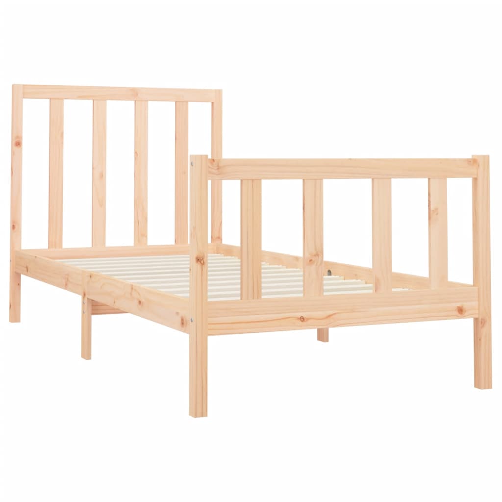 Bed frame without mattress solid pine - natural colored, 90 x 200 cm - number 4.