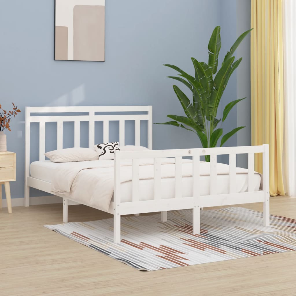 Sengeramme 150x200 cm king size massivt fyrretræ hvid - number 1.