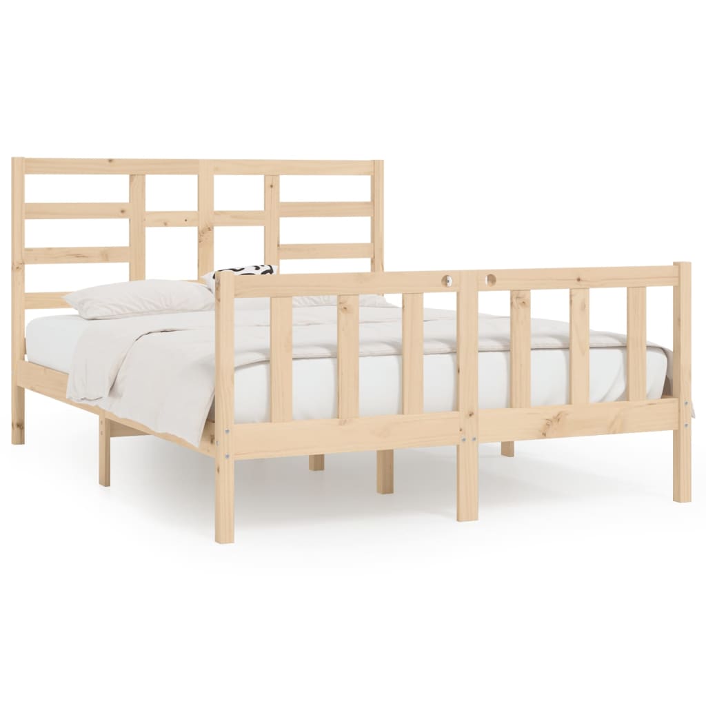 Bed frame without mattress solid pine - natural colour, 160 x 200 cm - number 2.
