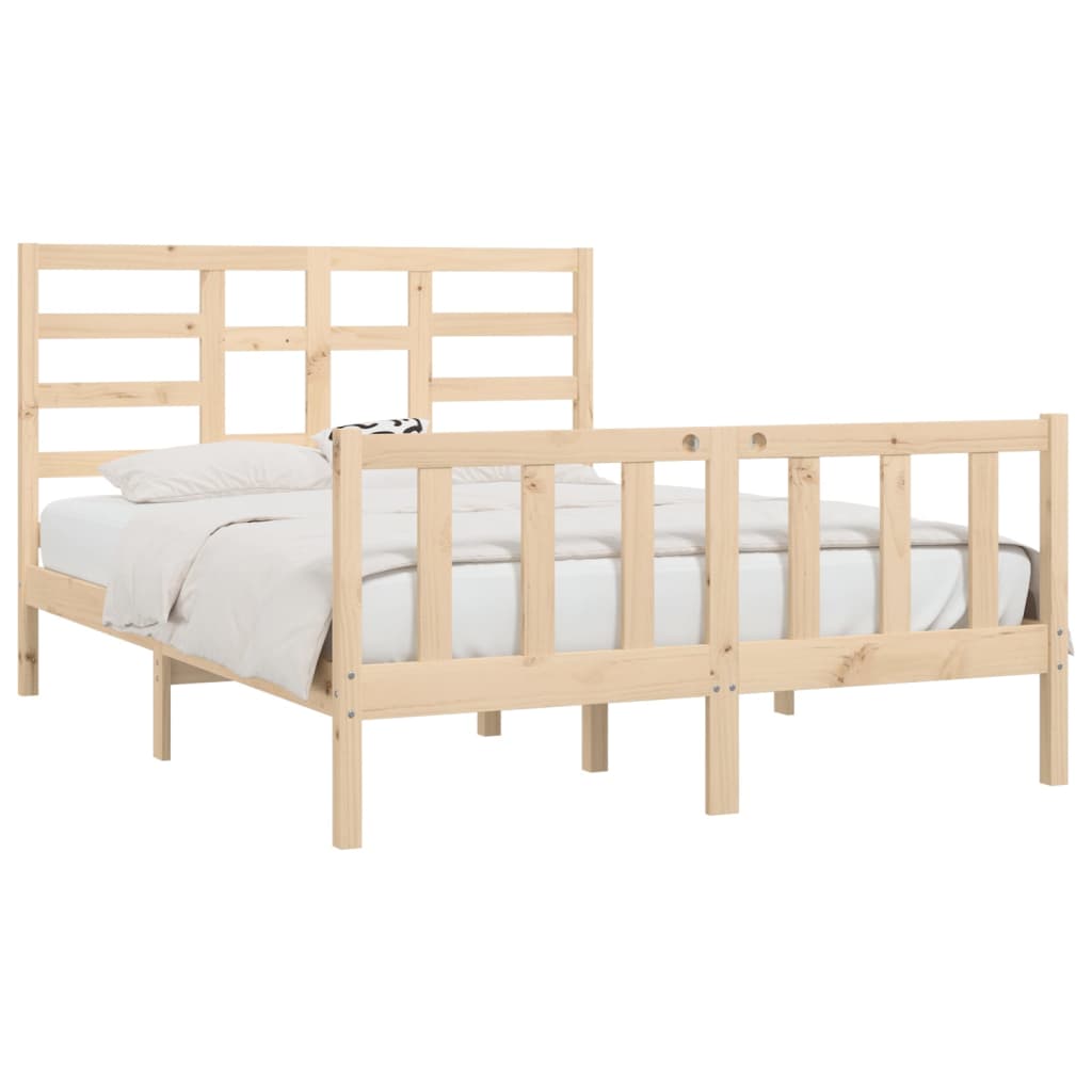 Bed frame without mattress solid pine - natural colour, 160 x 200 cm - number 3.