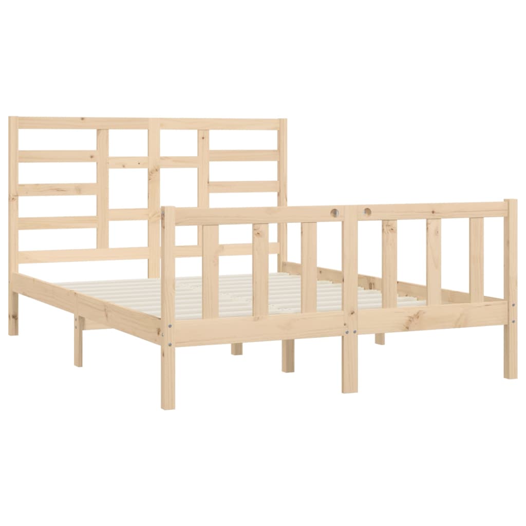 Bed frame without mattress solid pine - natural colour, 160 x 200 cm - number 4.