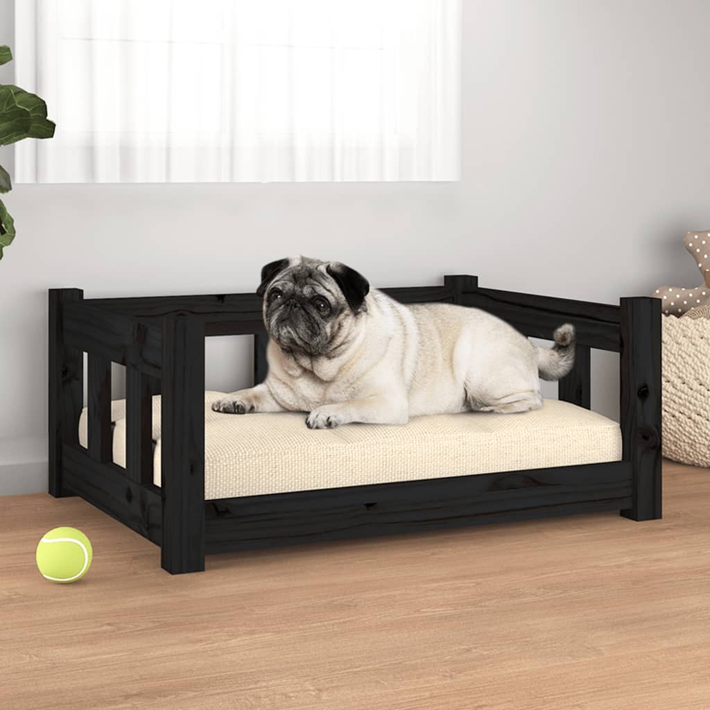 Lit de chien 65,5x50,5x28 cm pine solide - noir, 65,5 x 50,5 x 28 cm - number 1.