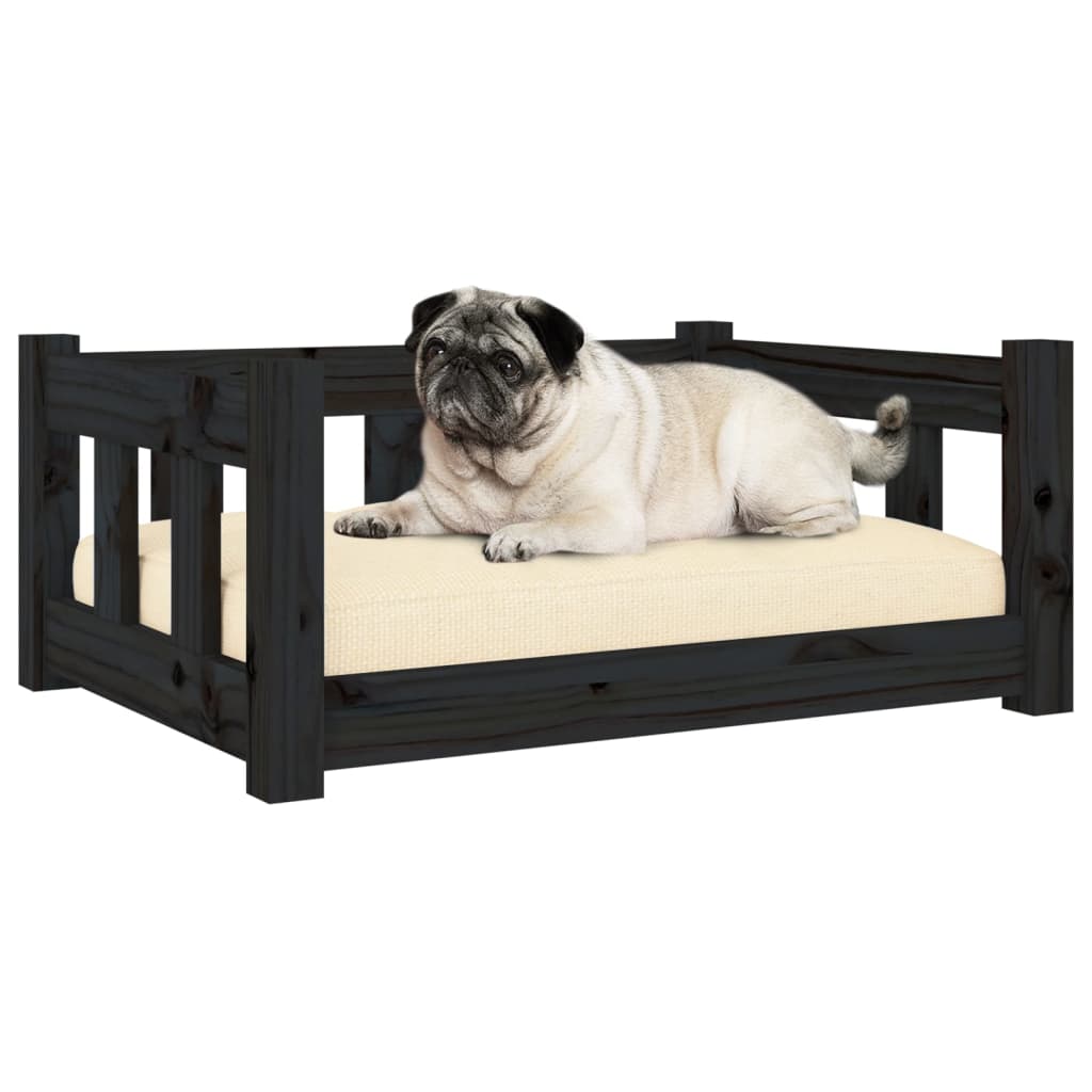 Lit de chien 65,5x50,5x28 cm pine solide - noir, 65,5 x 50,5 x 28 cm - number 3.