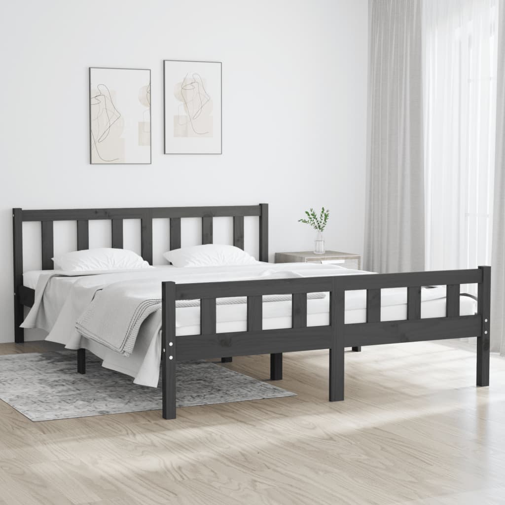 Sengeramme 120x200 cm massivt træ grå - number 1.