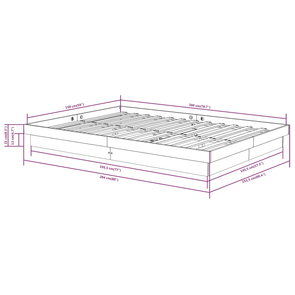 Struttura letto king size pino massello - bianco, 150 x 200 cm - number 10.