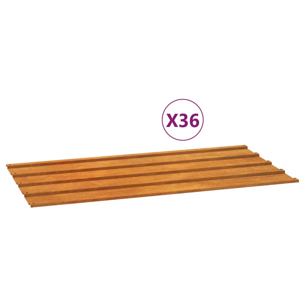Tagpaneler stk. cortenstål rustfarvet - 80 x 44 cm, 12 - number 2.