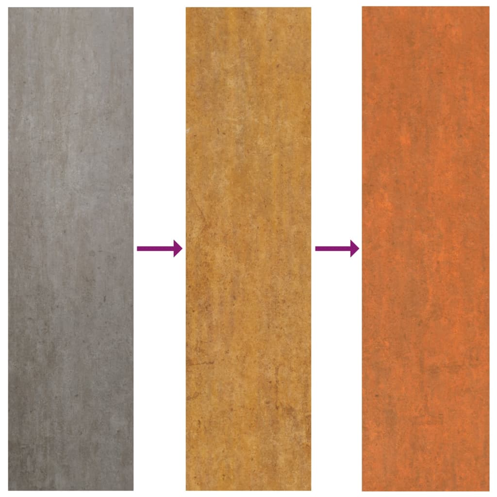 Tagpaneler stk. cortenstål rustfarvet - 80 x 44 cm, 12 - number 6.