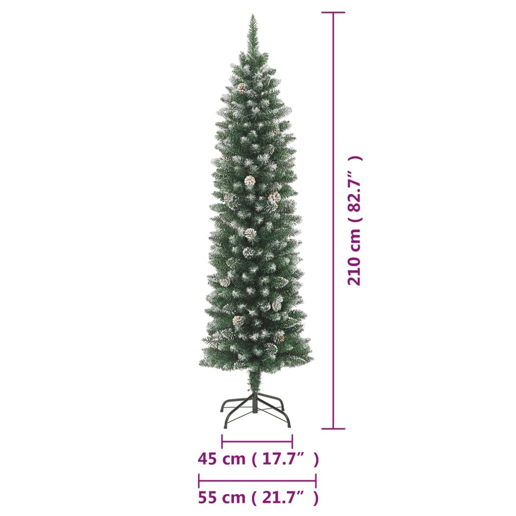Sapin de noël artificiel étroit avec base de sapin de noël en pvc - 210 cm, 1, sans joints - number 8.