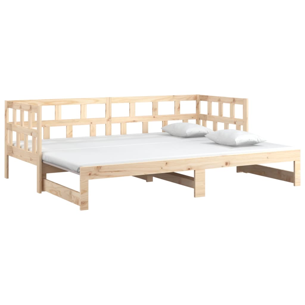 Daybed med udtræk 2x(90x200) cm massivt fyrretræ - naturfarvet, 90 x 200 cm - number 3.