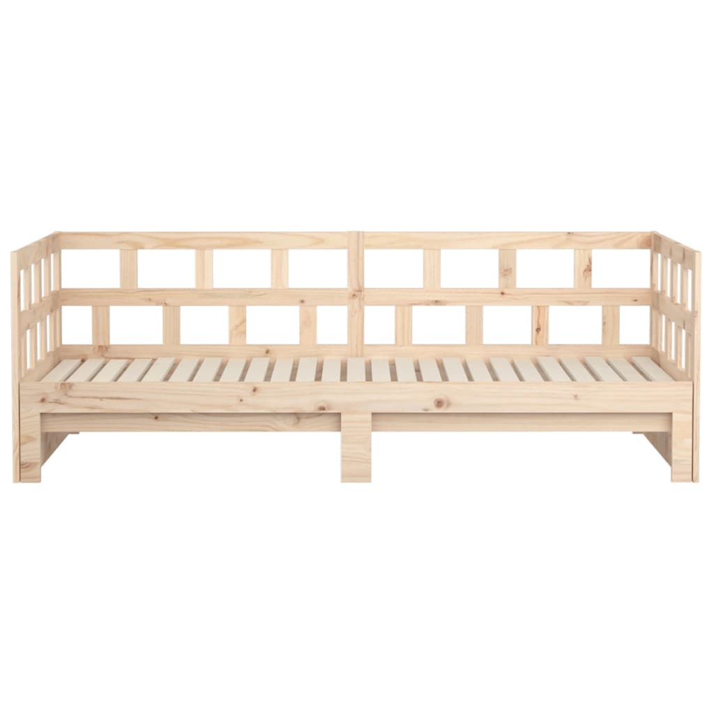 Daybed med udtræk 2x(90x200) cm massivt fyrretræ - naturfarvet, 90 x 200 cm - number 9.