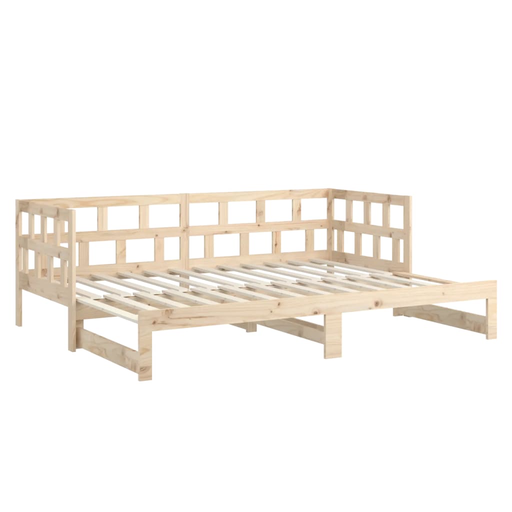 Daybed med udtræk 2x(90x200) cm massivt fyrretræ - naturfarvet, 90 x 200 cm - number 8.