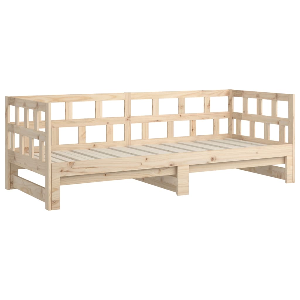 Daybed med udtræk 2x(90x200) cm massivt fyrretræ - naturfarvet, 90 x 200 cm - number 10.